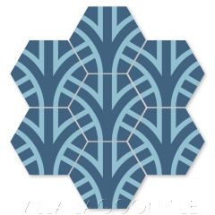 "Harvest Royal Blue" Modern Geometric Hex Cement Tile by Neyland Design, from Villa Lagoon Tile.