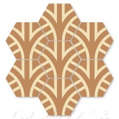 "Harvest Spiced Chai" Modern Geometric Hex Cement Tile by Neyland Design, from Villa Lagoon Tile.