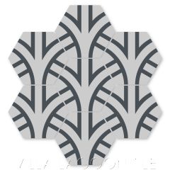 "Harvest Urban Gray" Modern Geometric Hex Cement Tile by Neyland Design, from Villa Lagoon Tile.