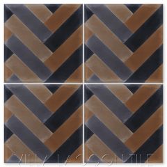 "Herringbone Primero" Geometric Cement Tile, by Villa Lagoon Tile.