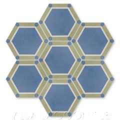 "Hex Deco Washed Denim" Art Deco Cement Tile, by Villa Lagoon Tile.