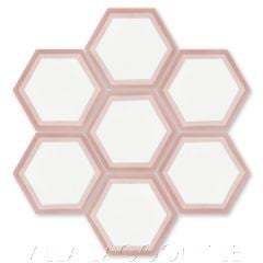 "Hex Halo Two A Mauve" Ringed Cement Tile, from Villa Lagoon Tile.