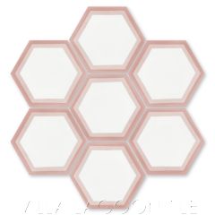 "Hex Halo Two A Mauve" Ringed Cement Tile, from Villa Lagoon Tile.