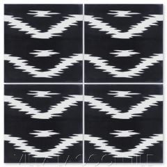 "Ikat A Black & White" Modern Fabric-Style Cement Tile, from Villa Lagoon Tile.