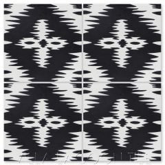 "Ikat B Black & White" Modern Fabric-Style Cement Tile, from Villa Lagoon Tile.