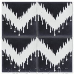 "Ikat C Black & White" Modern Fabric-Style Cement Tile, from Villa Lagoon Tile.