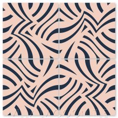 "Imagine Coral and Navy" Modern Striped Cement Tile by Neyland Design, from Villa Lagoon Tile.