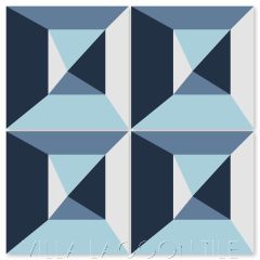 "In Box Blues" Modern Geometric Cement Tile by Neyland Design, from Villa Lagoon Tile.