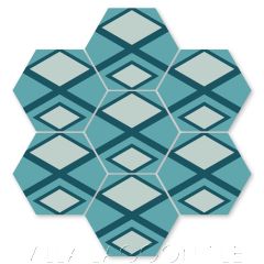 "Innuendo Bimini" Modern Art Deco Hex Cement Tile by Neyland Design, from Villa Lagoon Tile.