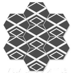 "Innuendo Black and White Evening" Modern Art Deco Hex Cement Tile by Neyland Design, from Villa Lagoon Tile.