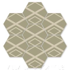 "Innuendo Dry Sage" Modern Art Deco Hex Cement Tile by Neyland Design, from Villa Lagoon Tile.