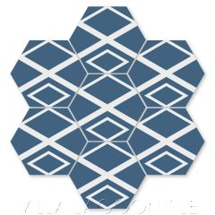 "Innuendo Royal Blue" Modern Art Deco Hex Cement Tile by Neyland Design, from Villa Lagoon Tile.