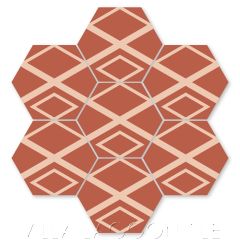 "Innuendo Terracotta" Modern Art Deco Hex Cement Tile by Neyland Design, from Villa Lagoon Tile.