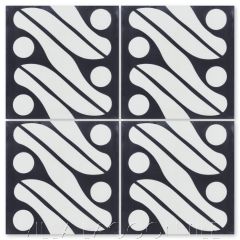 "Java Black & White" Fabric-Style Cement Tile, by Villa Lagoon Tile.