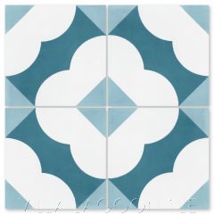 "Katie Velvet Sky" Floral Cement Tile, from Villa Lagoon Tile.