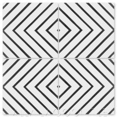 "Labyrinth Black & White" Modern Geometric Cement Tile, from Villa Lagoon Tile.