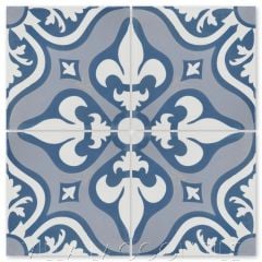 "Lancelot Blue" Floral Cement Tile, by Villa Lagoon Tile.