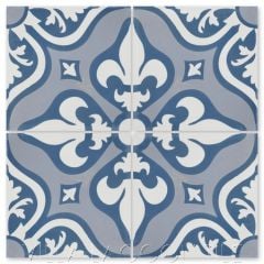 "Lancelot Blue" Floral Cement Tile, by Villa Lagoon Tile.