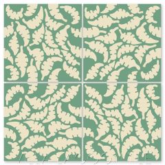 "Leaf Whipped Cream & Jade" Whimsical Floral Cement Tile by Jeff Shelton, from Villa Lagoon Tile.