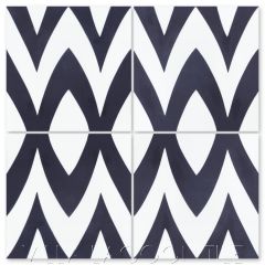 "Leaf Zag Black and White Morning" Modern Whimsical Cement Tile by Jeff Shelton, from Villa Lagoon Tile.