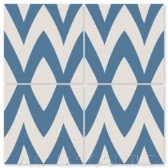 "Leaf Zag Royal Blue" Modern Whimsical Cement Tile by Jeff Shelton, from Villa Lagoon Tile.
