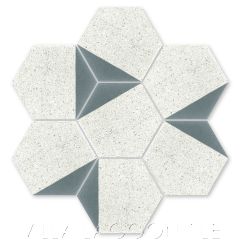 "Lefty Hex Cityscape and White Terrazzo" Geometric Hexagonal Cement Tile, from Villa Lagoon Tile.