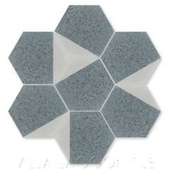 "Lefty Hex Dove and Cityscape Terrazzo" Geometric Hexagonal Cement Tile, from Villa Lagoon Tile.