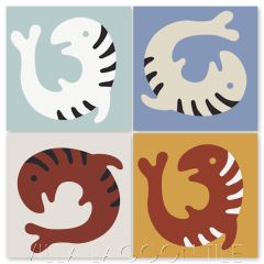 "Lone Fish" Whimsical Wildlife Cement Tile by Jeff Shelton, from Villa Lagoon Tile.