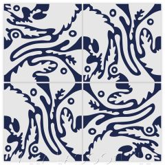 "Long Nose Fish in Fog on Admiral" Whimsical Wildlife Cement Tile by Jeff Shelton, from Villa Lagoon Tile.