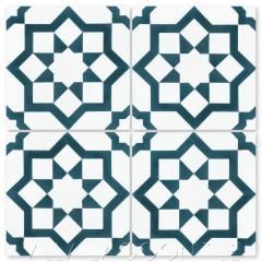"Luqa Aegean and White" Moroccan Geometric Cement Tile, from Villa Lagoon Tile.