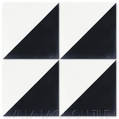 "Man Overboard Black & White" Geometric Cement Tile, from Villa Lagoon Tile.