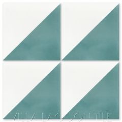 "Man Overboard Malibu & White" Geometric Cement Tile, from Villa Lagoon Tile.