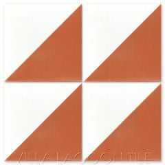 "Man Overboard Terracotta & White" Geometric Cement Tile, from Villa Lagoon Tile.