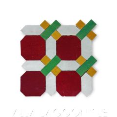 Zellige Marais Cerise Mosaic Mat in Emerald Green, from Villa Lagoon Tile.