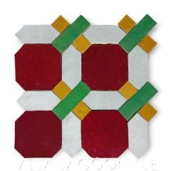 Zellige Marais Cerise Mosaic Mat in Emerald Green, from Villa Lagoon Tile.