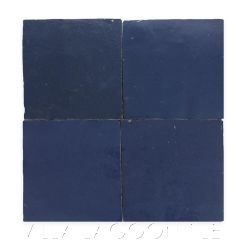 Square Glazed Zellige in Mariana Blue