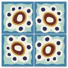 "Mazzy Flower on Mint to Be" Whimsical Floral Cement Tile by Jeff Shelton, from Villa Lagoon Tile.