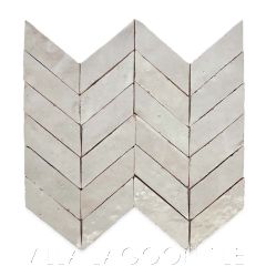 Glazed Zellige Mosaic Mat Chevrons in Meringue, from Villa Lagoon Tile.