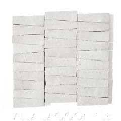 Glazed Zellige "Accordion" trapezoids in "Meringue" on a 12" Mat, a Moroccan Mosaic Tile, from Villa Lagoon Tile.