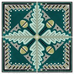 "Oak Leaf in Nile Blue" Modern Art Deco Cement Tile by Cressida Bell, from Villa Lagoon Tile.