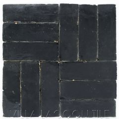"Obsidian" Bejmat Zellige, a Moroccan Mosaic Tile, from Villa Lagoon Tile.