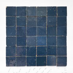 "Oceanside" Small Square Glazed Zellige on a 12" Mat, a Moroccan Mosaic Tile, from Villa Lagoon Tile.