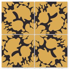 "Oil Spots Maple Sugar & Black" Modern Whimsical Cement Tile by Jeff Shelton, from Villa Lagoon Tile.