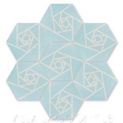 "Origami Blue" Modern Hex Cement Tile, by Villa Lagoon Tile.