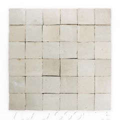 "Oyster Shell" Small Square Glazed Zellige on a 12" Mat, a Moroccan Mosaic Tile, from Villa Lagoon Tile.