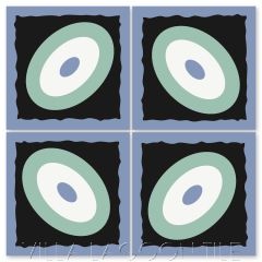 "Palm Park Ellipse in Sea Glass & Periwinkle" Modern Whimsical Cement Tile by Jeff Shelton, from Villa Lagoon Tile.