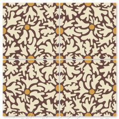 "Paul's Flower in Sepia Tones" Whimsical Floral Cement Tile by Jeff Shelton, from Villa Lagoon Tile.
