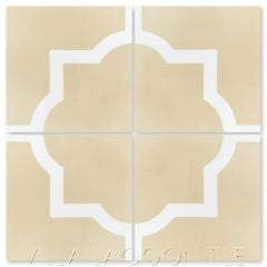 "Piazza Grande in Ancestral Cream and White" Classic Quatrefoil Cement Tile, from Villa Lagoon Tile.