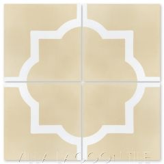 "Piazza Grande in Ancestral Cream and White" Classic Quatrefoil Cement Tile, from Villa Lagoon Tile.