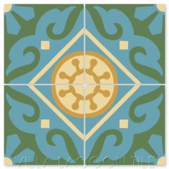 "Piedmont Brilliant Sea" Traditional Cement Tile, from Villa Lagoon Tile.